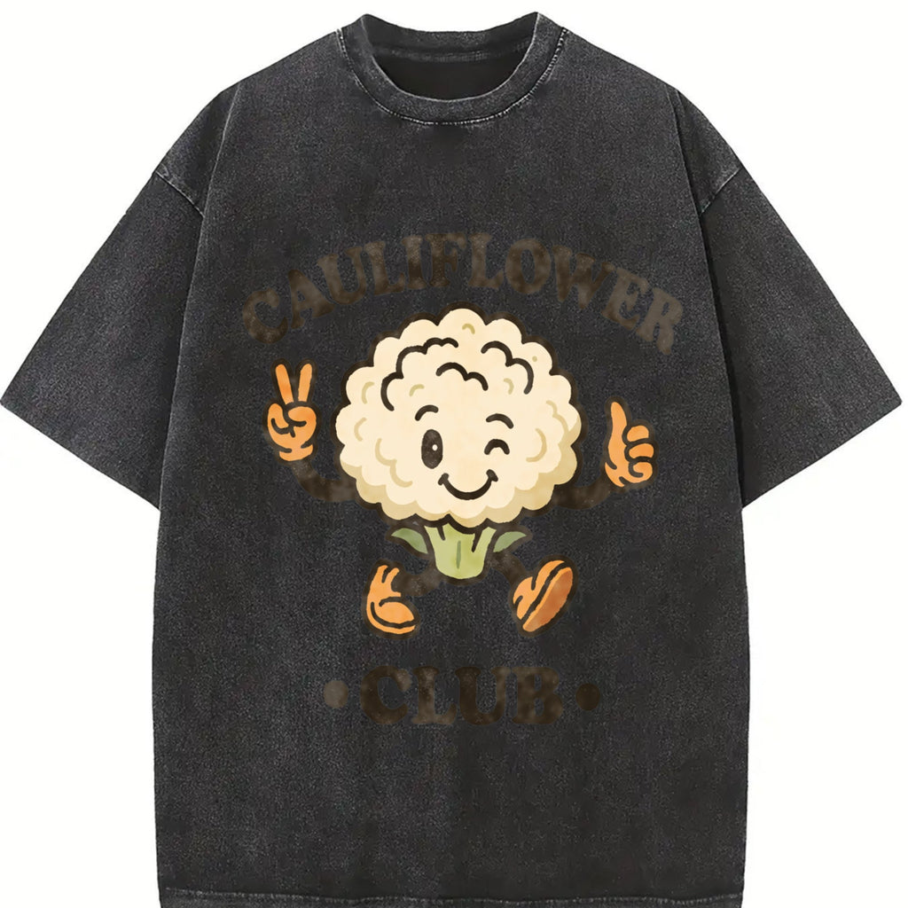 Cauliflower Club Funny Veggie Lover Cartoon Vintage Washed product image 2