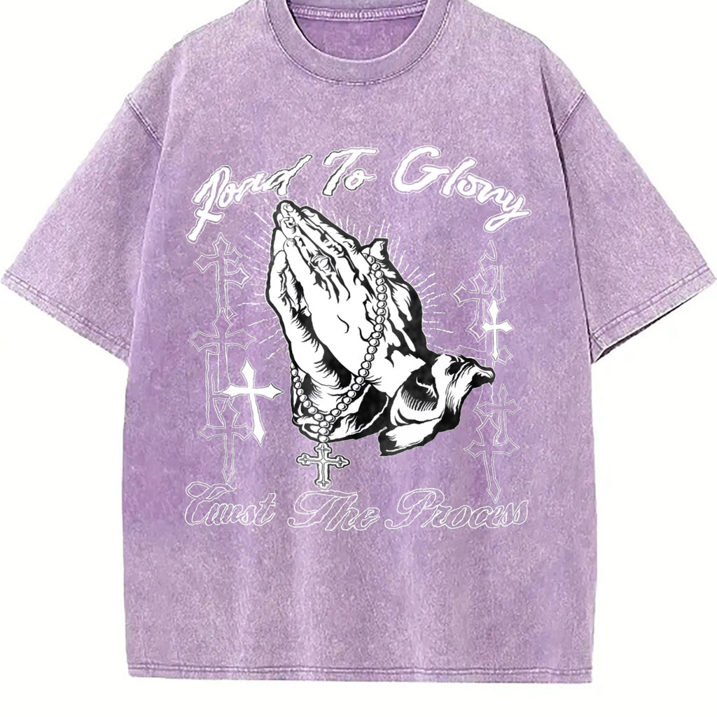 Road To Glory Praying Hands Cross Vintage Washed T-Shirt product image 6