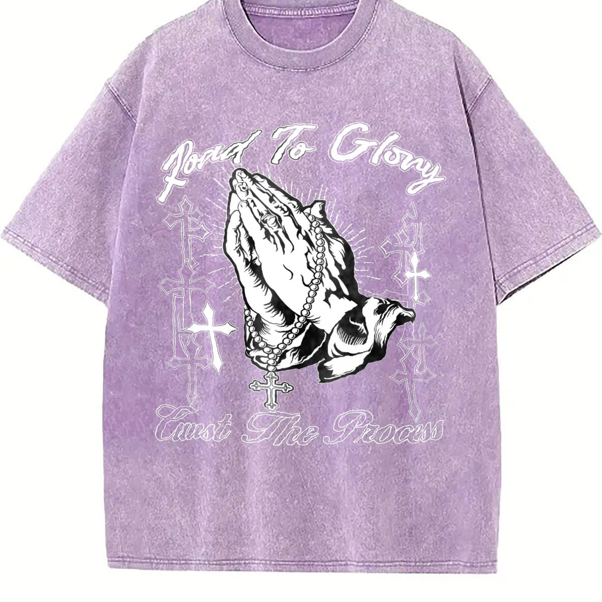 Road To Glory Praying Hands Cross Vintage Washed T-Shirt product image 6