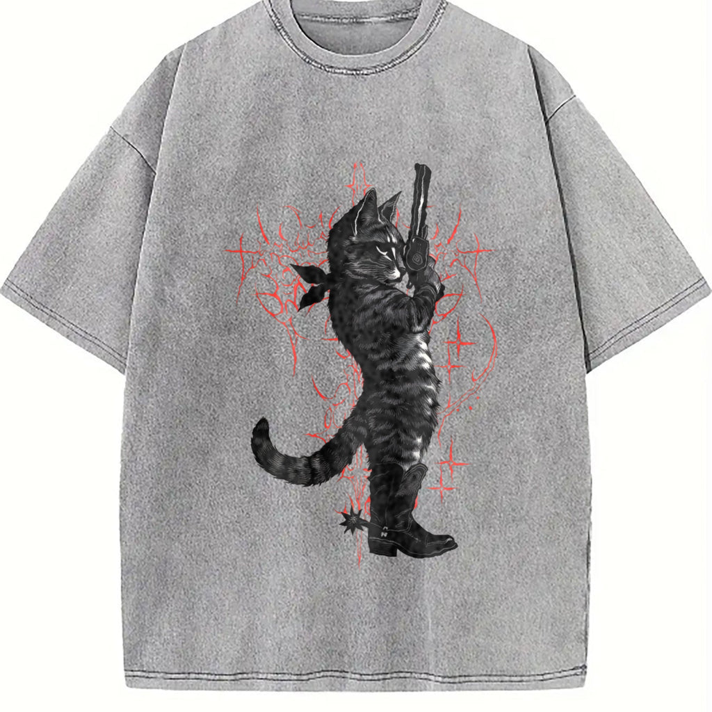 Cowboy Cat Neo-tribal Vintage Washed T-Shirt product image 5