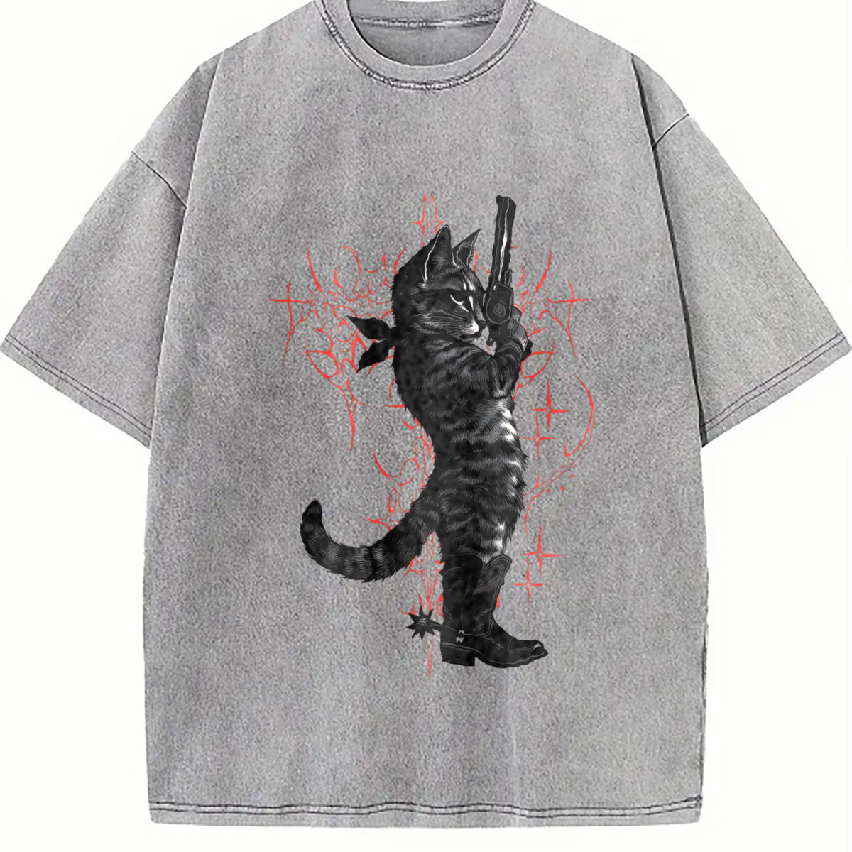 Cowboy Cat Neo-tribal Vintage Washed T-Shirt product image 5