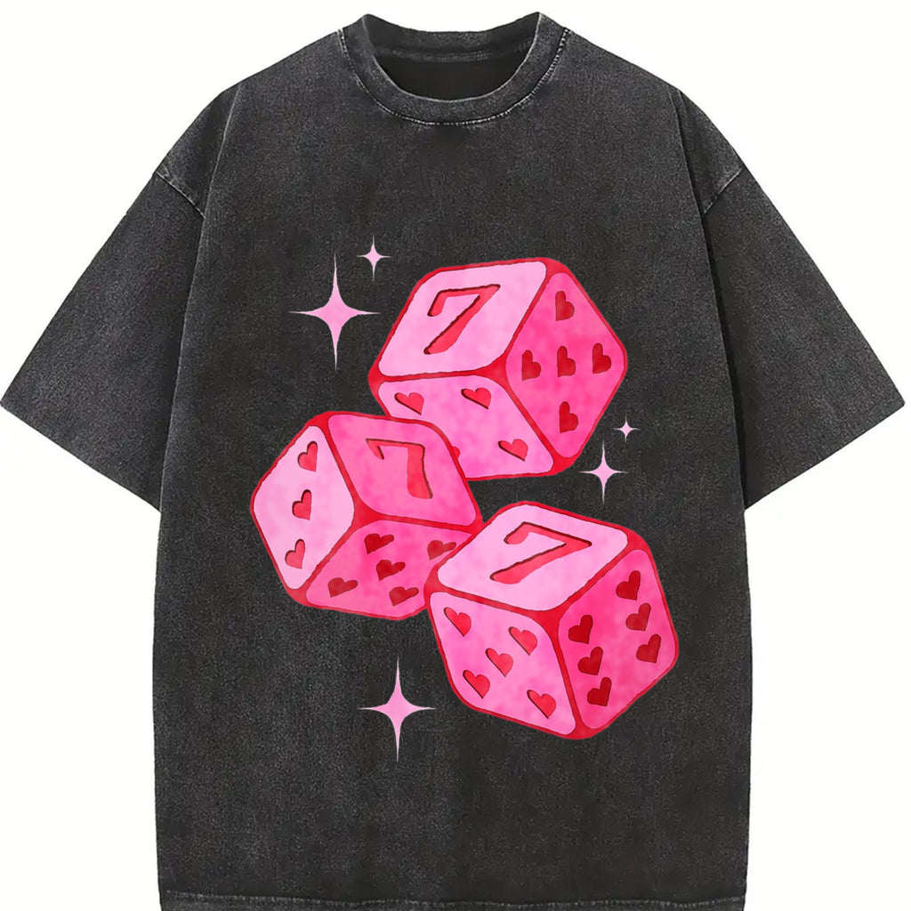 Pink Lucky 7 Dice Vintage Washed T-Shirt product image 2