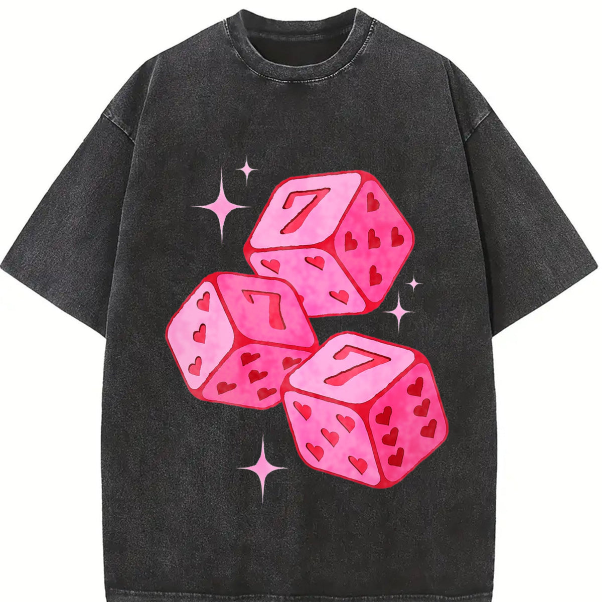 Pink Lucky 7 Dice Vintage Washed T-Shirt product image 2