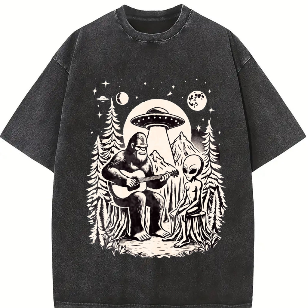 Bigfoot Playing Guitar With Alien And UFO 90s Vintage product image 2