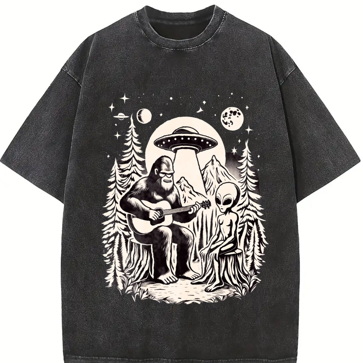 Bigfoot Playing Guitar With Alien And UFO 90s Vintage product image 2