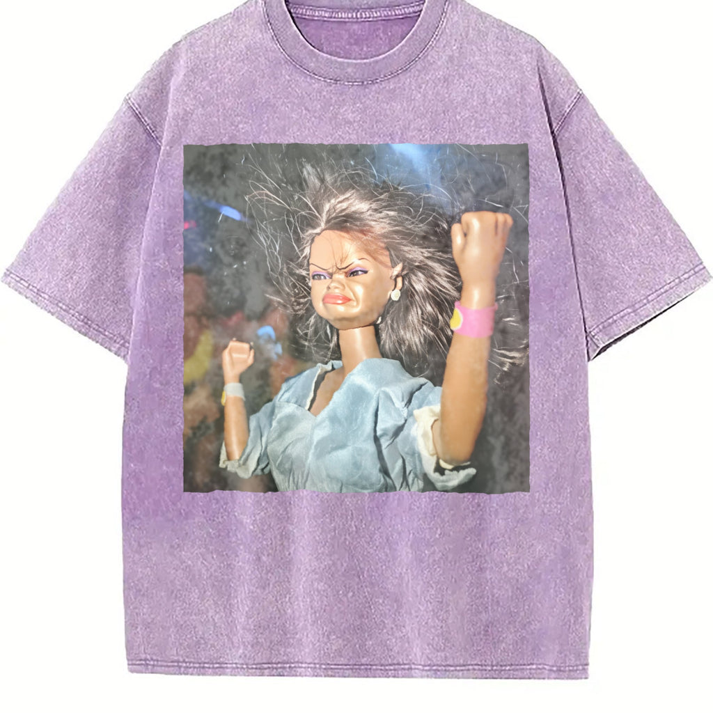 Angry Doll Raising a Fist Vintage Washed T-Shirt product image 6
