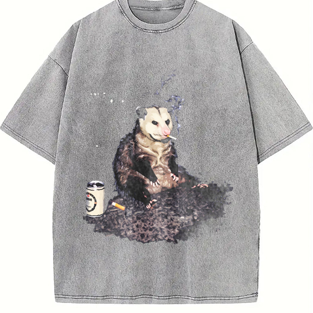 Smoking Opossum Meme Vintage Washed T-Shirt product image 5