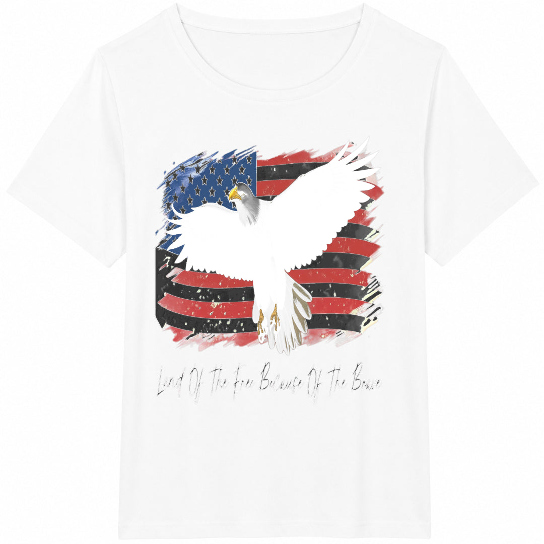 Land Of The Free Because Of Brave Patriotic Eagle Cotton product image 2