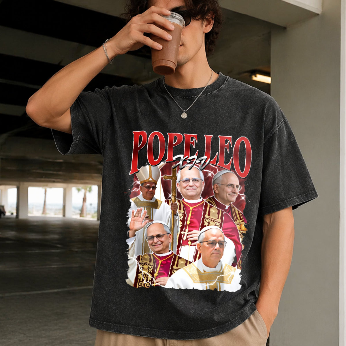 Pope Leo Xiv First American Vintage Washed T-Shirt product image 2