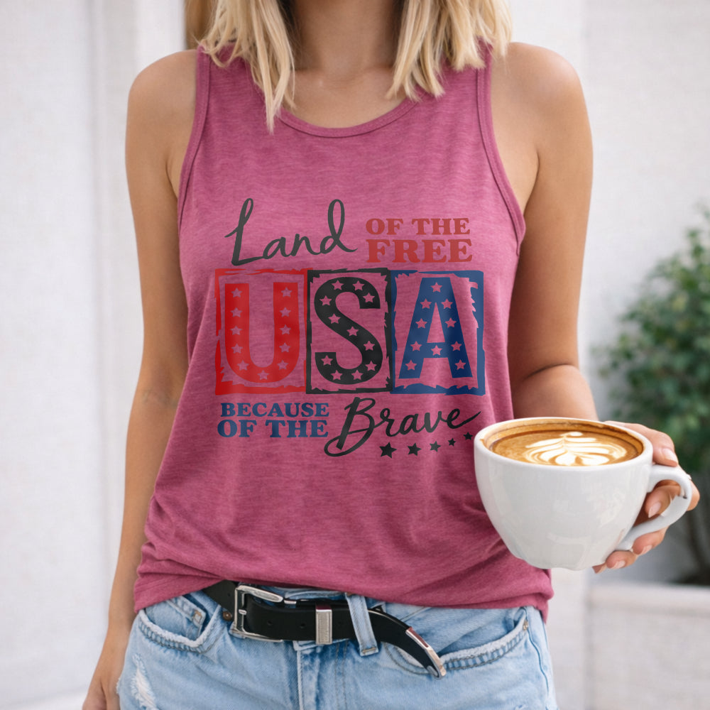 USA Land Of The Free Racerback Women's Tank Top