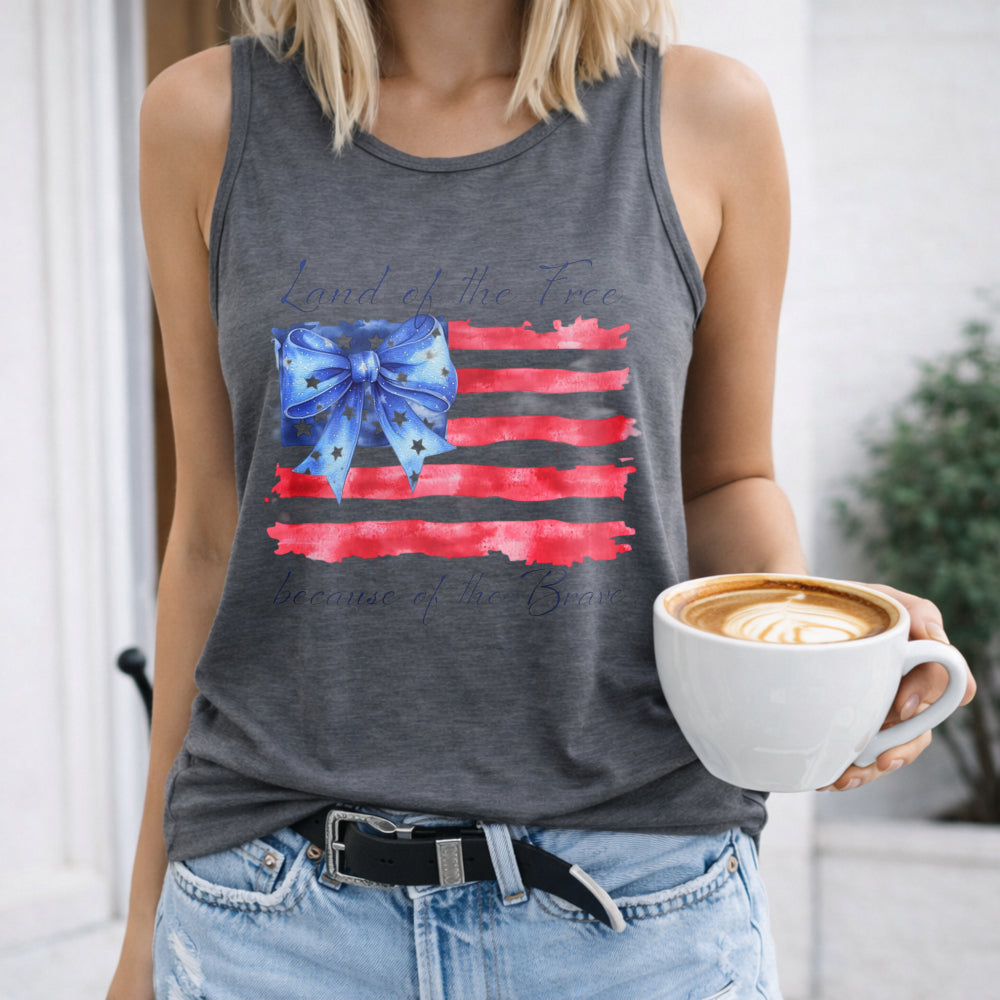 Land Of The Free Because Of The Brave Memorial Day 4th Women's Tank Top