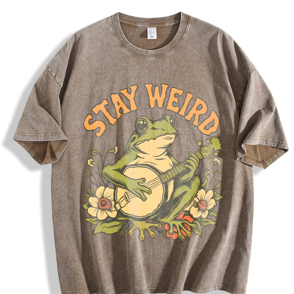 Stay Weird Frog Vintage Washed T-Shirt product image 3