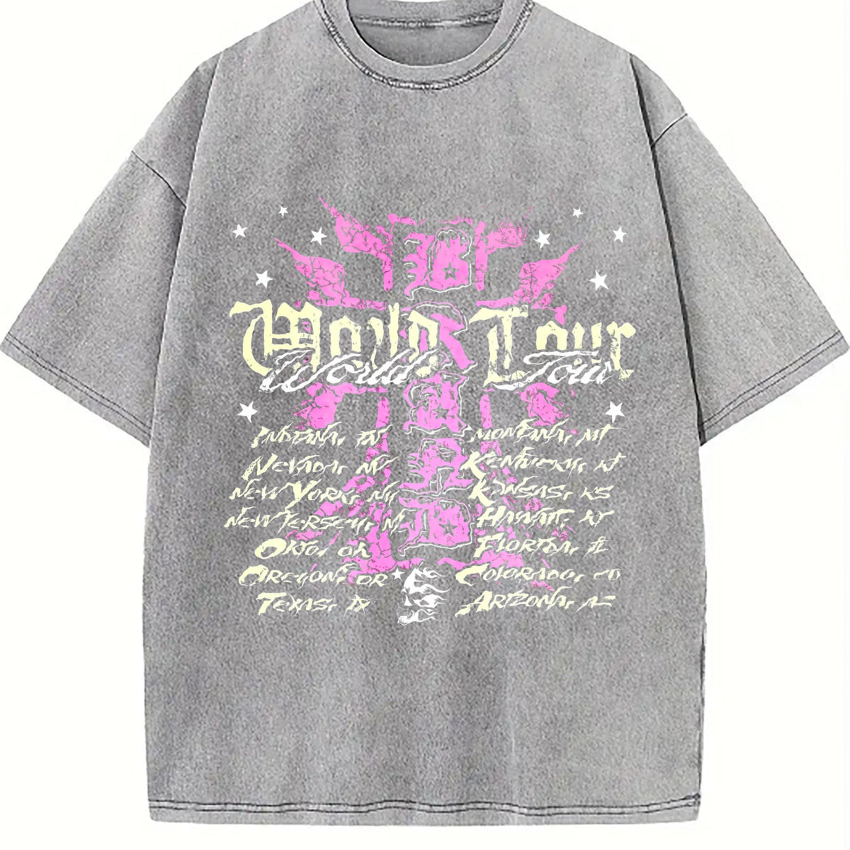 Easelby World Tour Black Grunge Vintage Washed T-Shirt product image 5