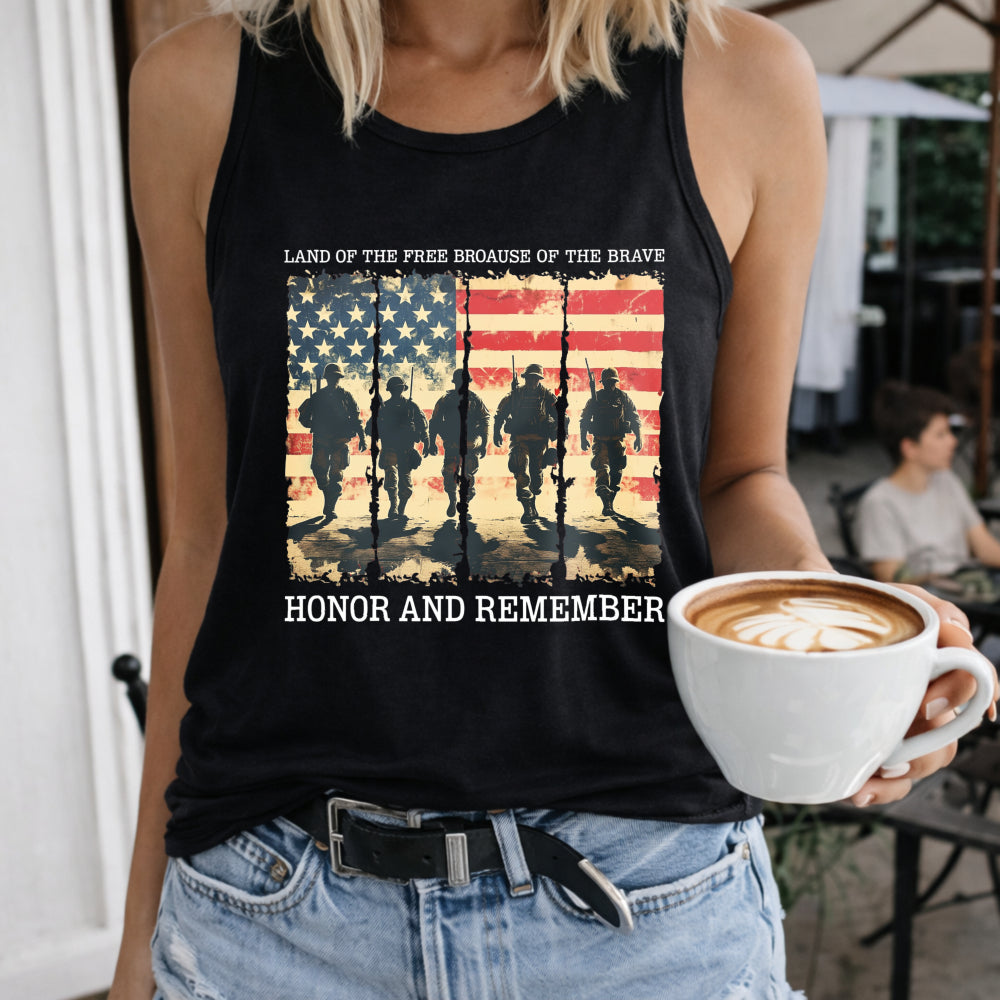 Land Of The Free Because Of The Brave Honor And Remember Women's Tank Top