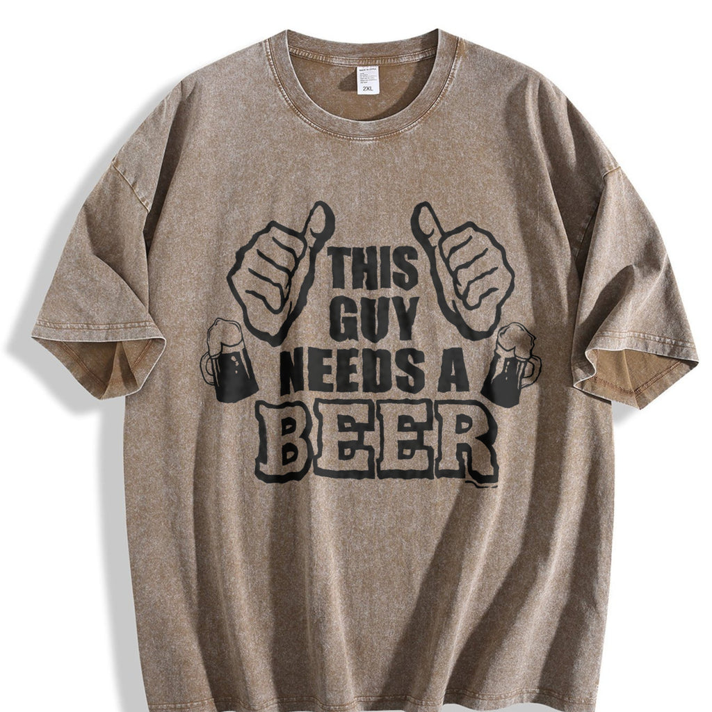This Guy Needs A Beer Vintage Washed T-Shirt product image 3