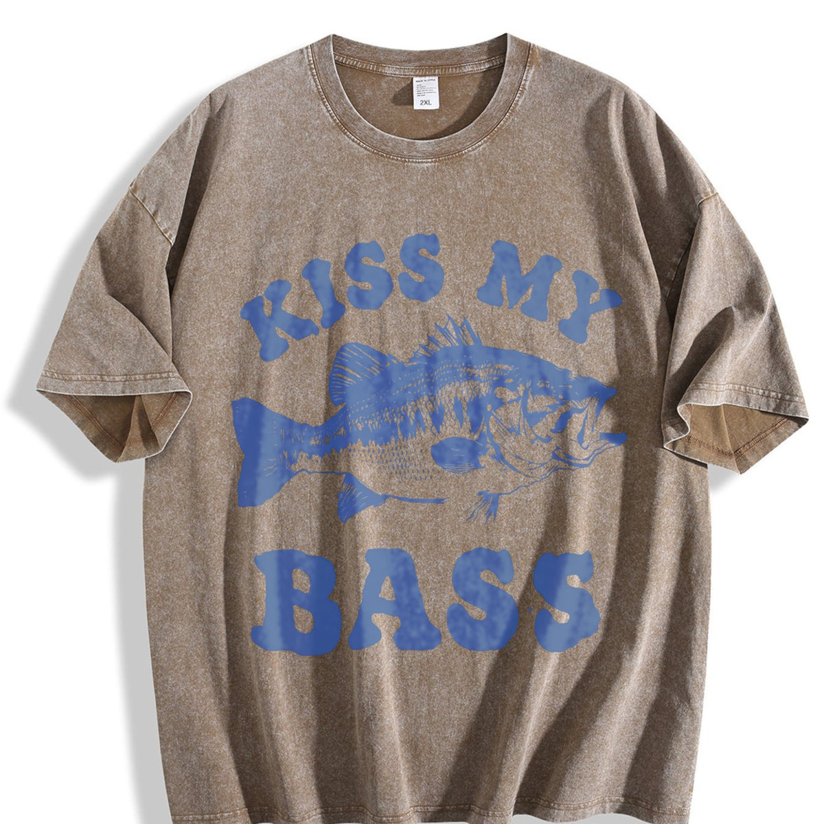 Kiss My Bass Funny Fishing Vintage Washed T-Shirt product image 3