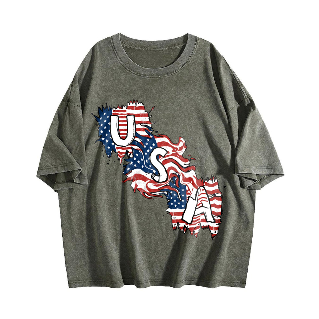 USA Flag Y2K Boxy Aesthetic Summer Vibes Lived-in Vintage product image 4