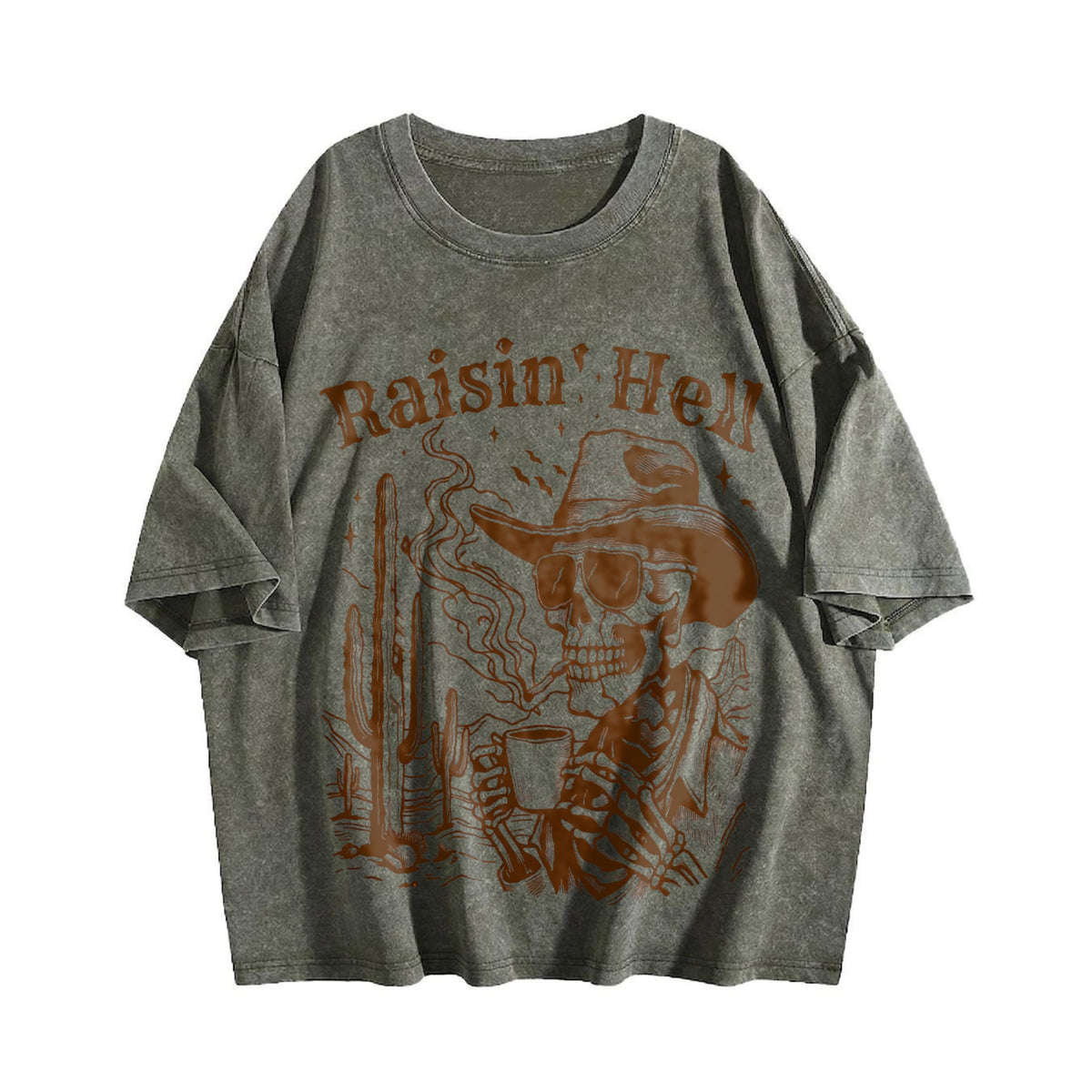 Skeleton Raisin' 90s Vintage Washed T-Shirt product image 4