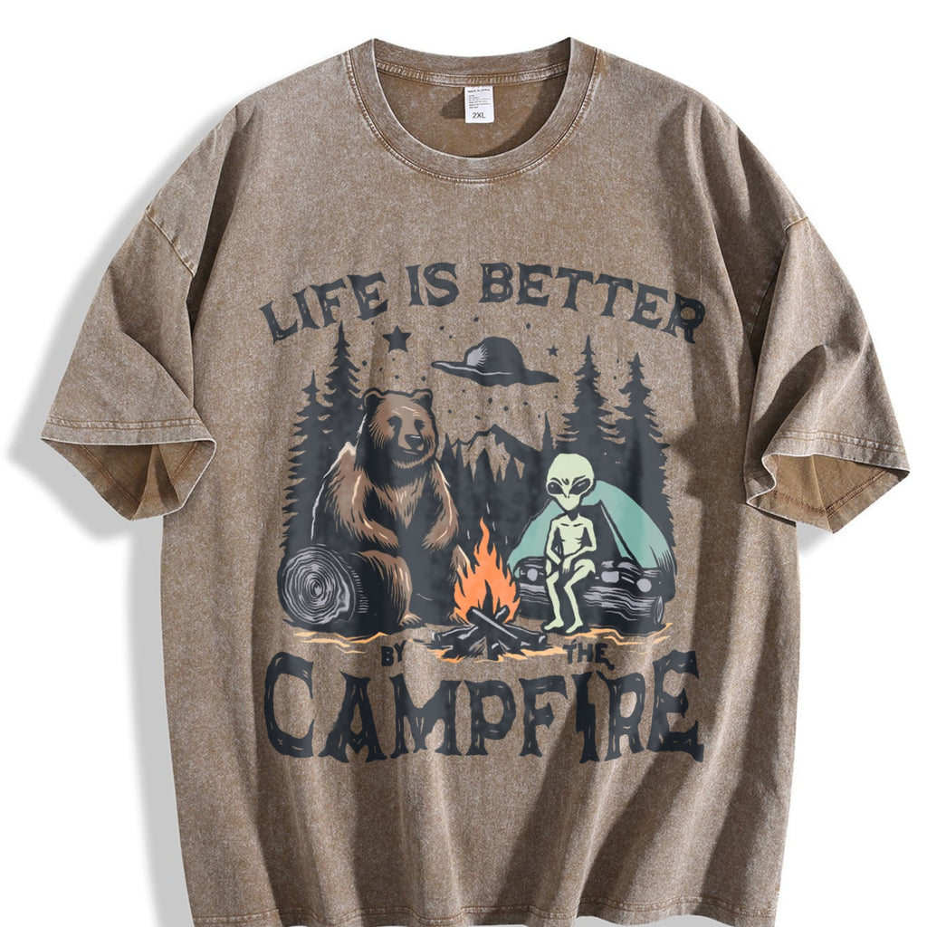Bear And Alien Life Is Better By The Campfire 90s Vintage product image 3