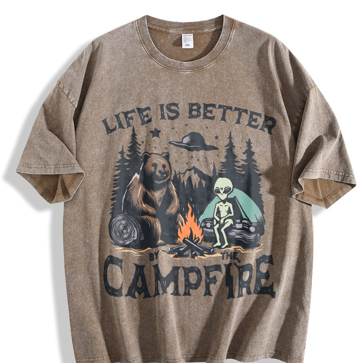 Bear And Alien Life Is Better By The Campfire 90s Vintage product image 3