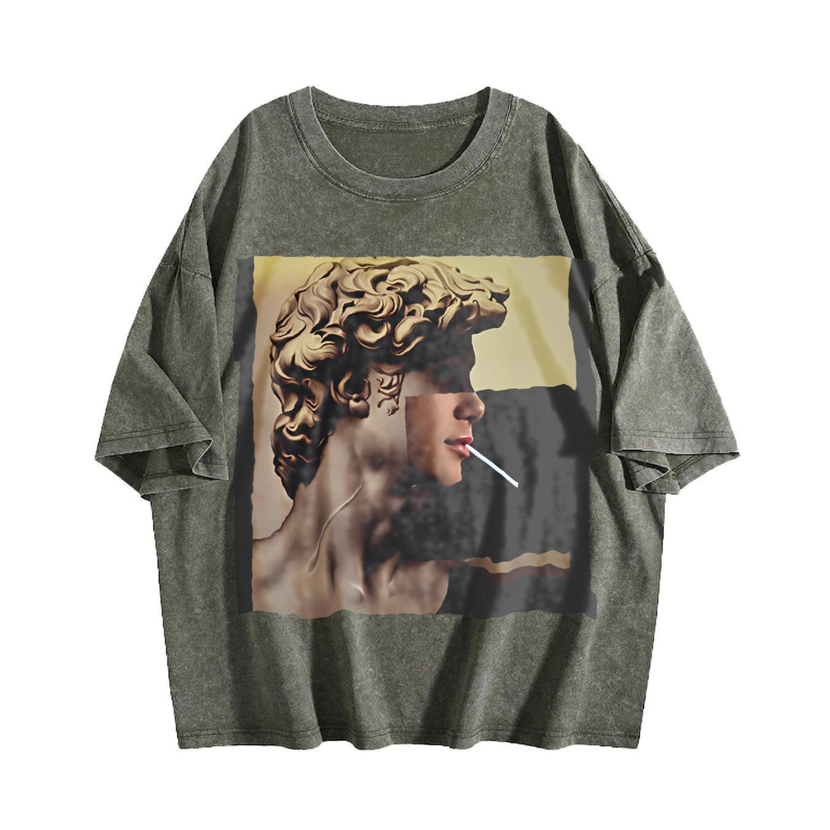 Classical Statue Portrait Collage Vintage Washed T-Shirt product image 4