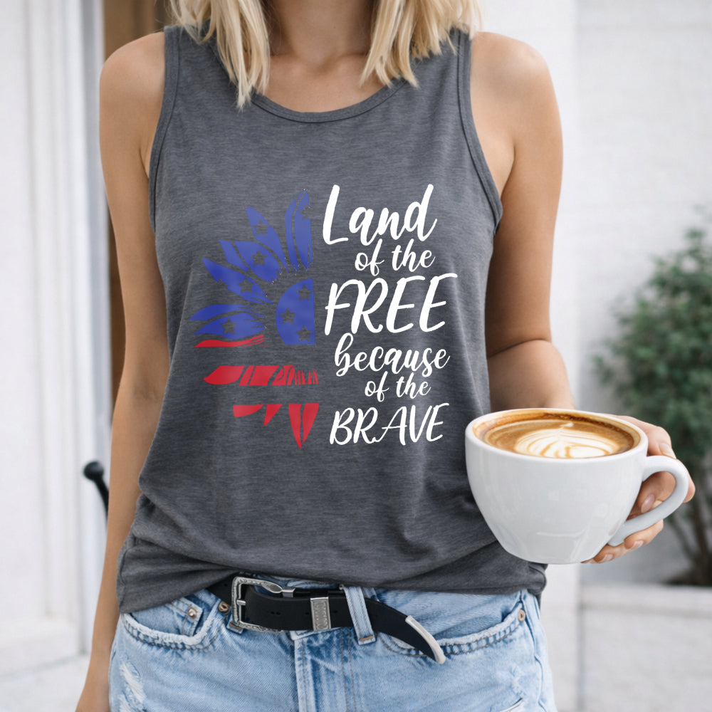 Land Of The Free Because Of The Brave Sunflower Women's Tank Top