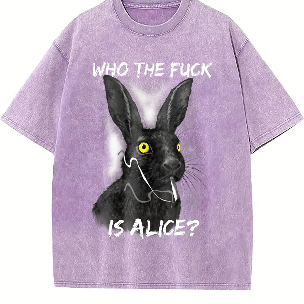 Funny Rabbit - Who The F Ck Is Alice Meme Vintage Washed product image 6