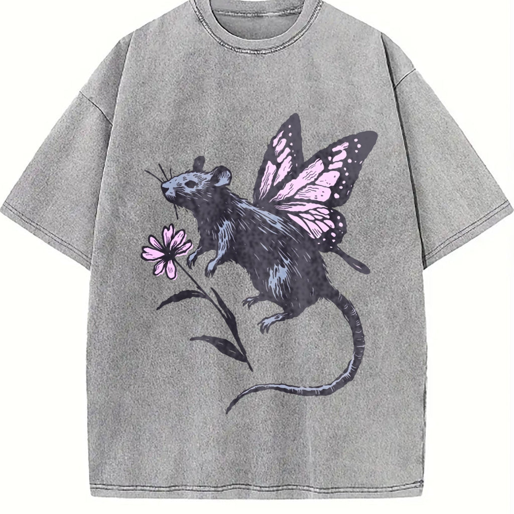 Rat Butterfly Wings Vintage Washed T-Shirt product image 5