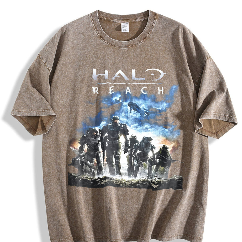 Y2K Black Halo Reach Gaming Promo Vintage Washed T-Shirt product image 3