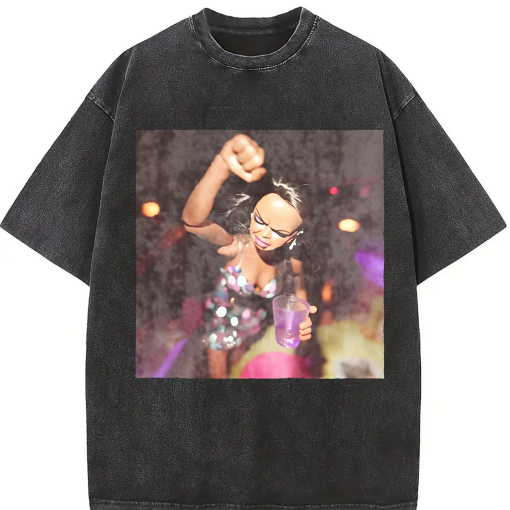 Doll Dancing with a Party Drink Vintage Washed T-Shirt product image 2