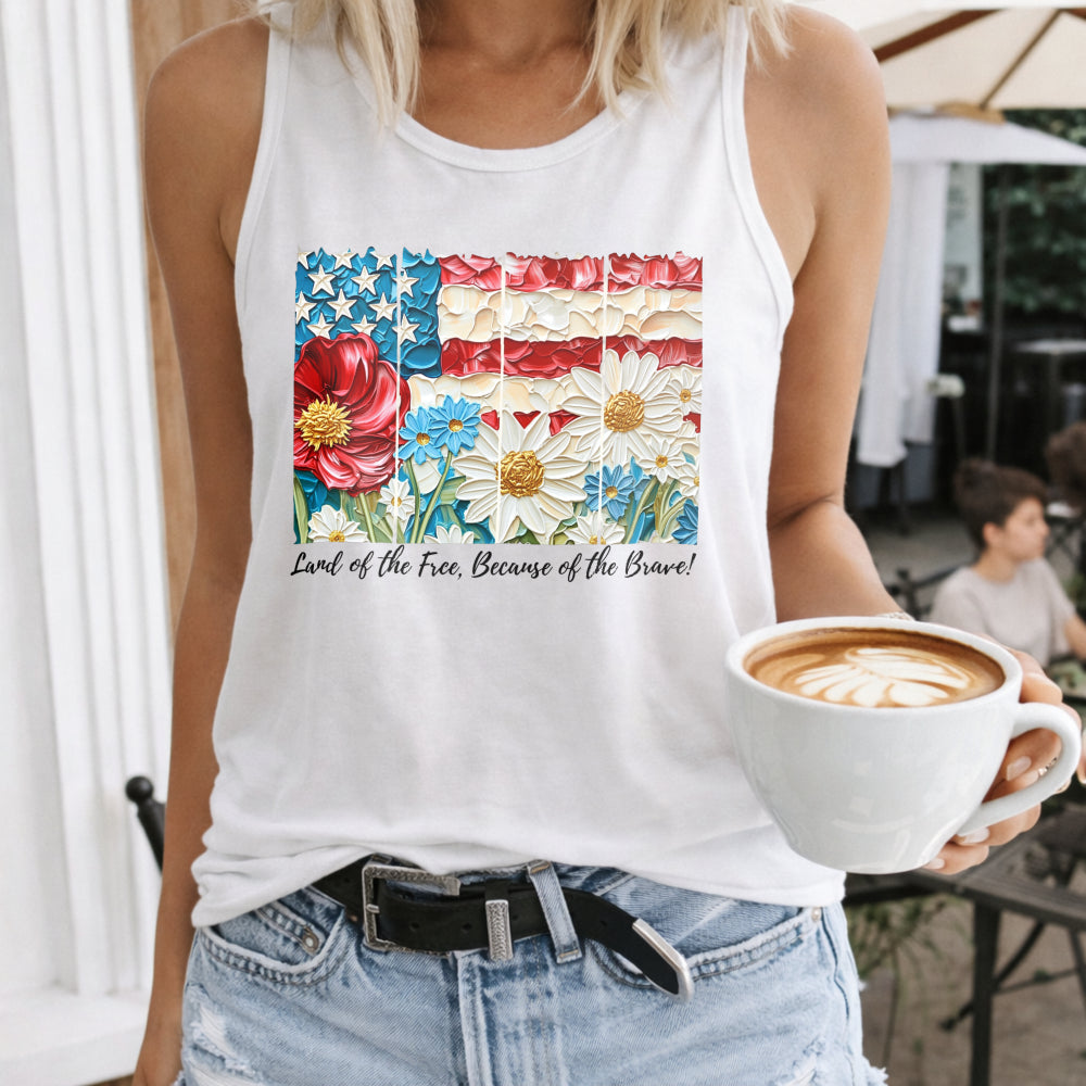 Floral Patriotic USA Women's Tank Top