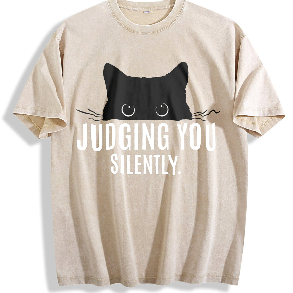 Judging You Silently Cat Vintage Washed T-Shirt product image 1