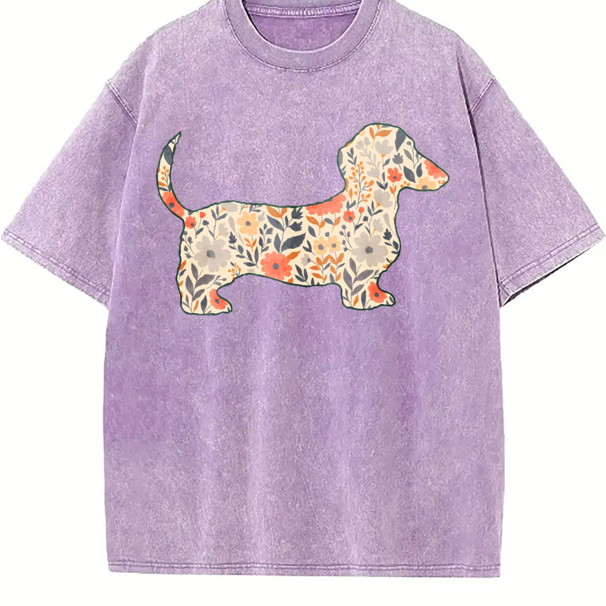 Floral Dachshund Vintage Washed T-Shirt product image 6