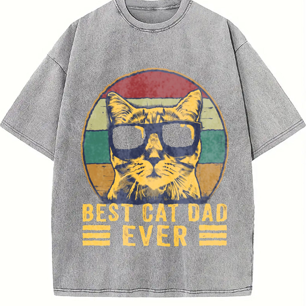 Best Cat Dad Ever Vintage Washed T-Shirt product image 5