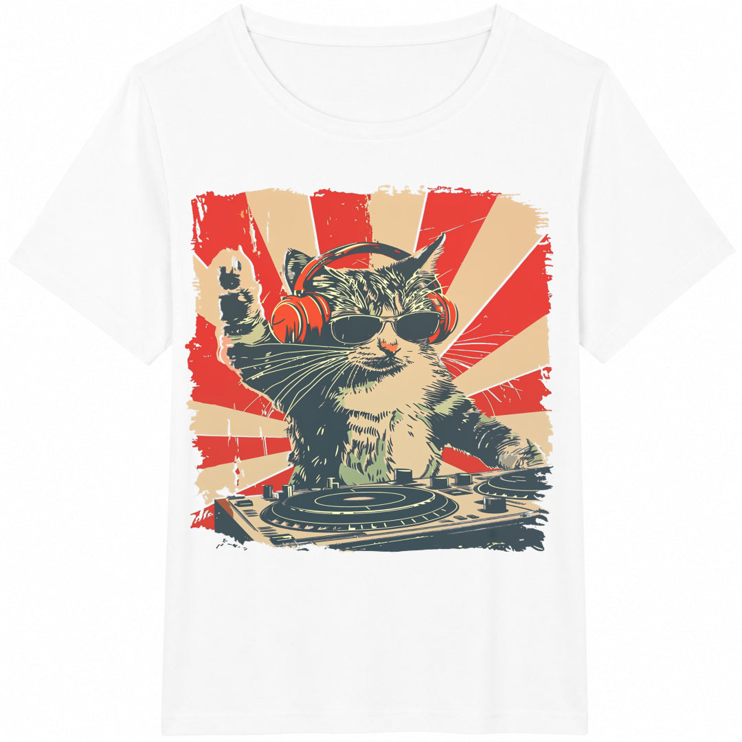 Cool DJ Cat Cotton T-Shirt product image 2