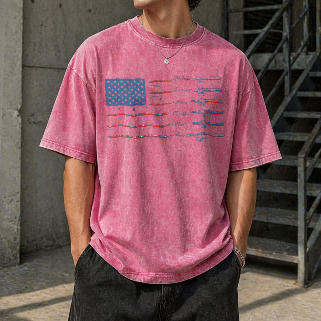 Name American Flag Vintage Washed T-Shirt product image 7