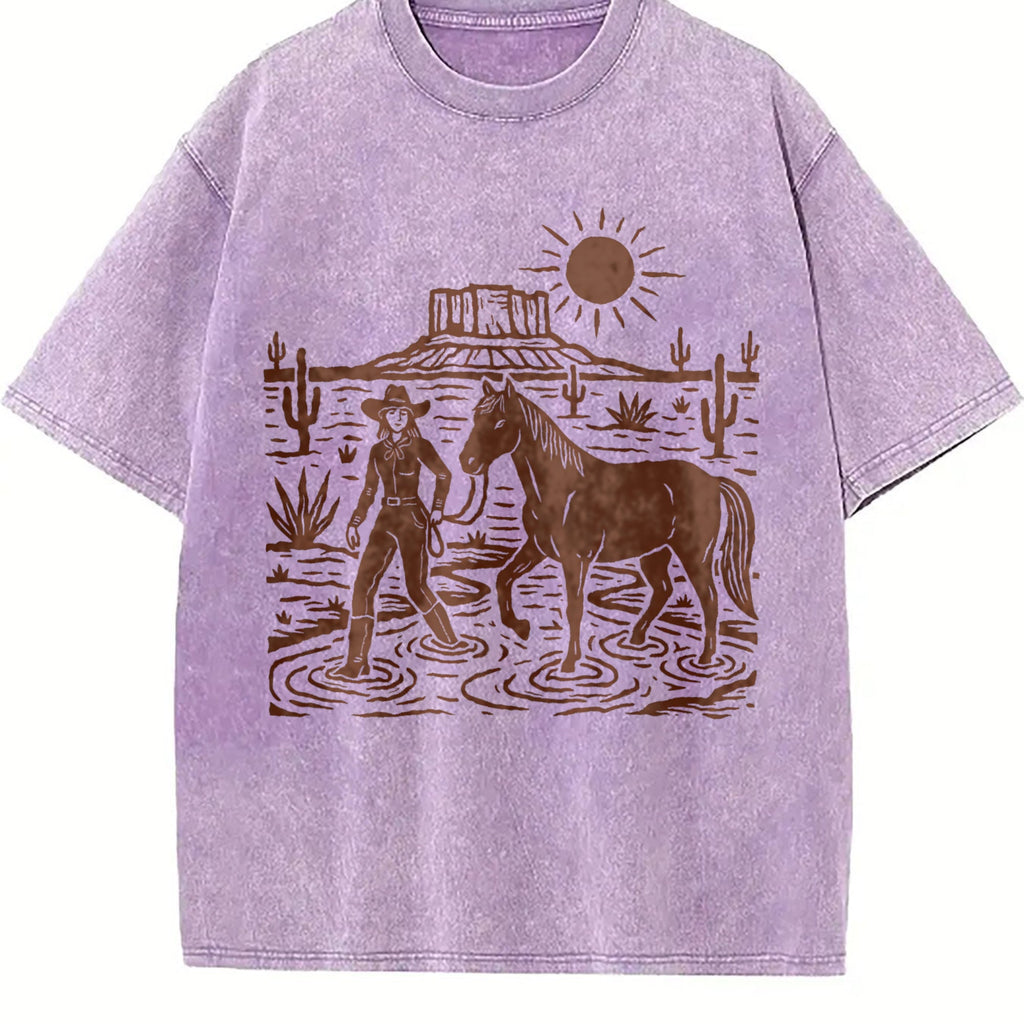 Cowgirl Desert Horse Vintage Washed T-Shirt product image 6