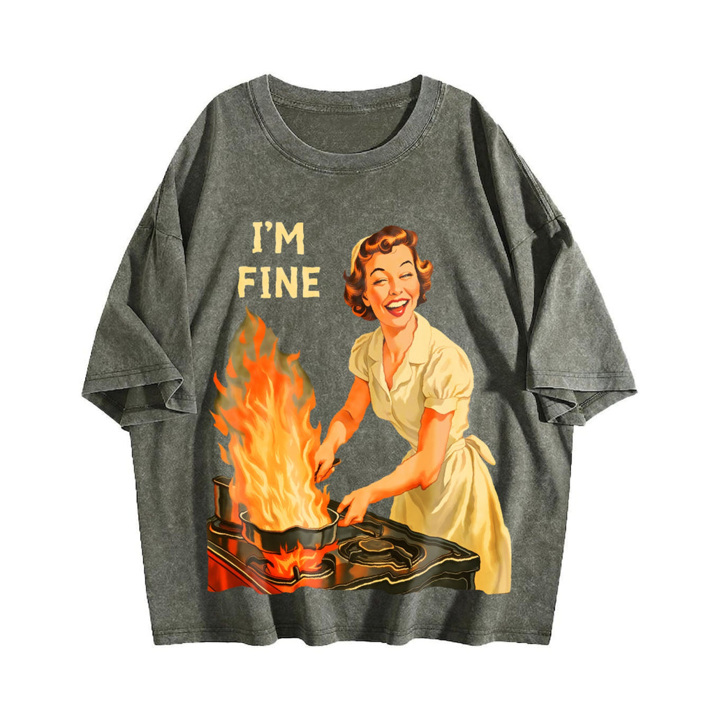 Im Fine Funny Meme Housewife Dark Humor Sarcastic Vintage product image 4