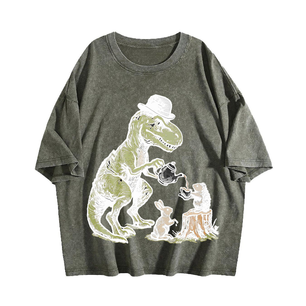 T-rex Tea Party Vintage Washed T-Shirt product image 4