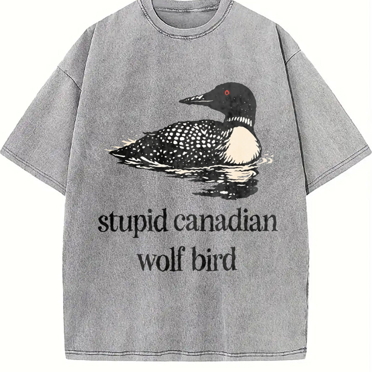 Stupid Canadian Wolf Bird Vintage Washed T-Shirt product image 5