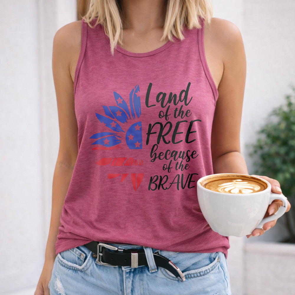 Land Of The Free Because Of The Brave Sunflower Women's Tank Top
