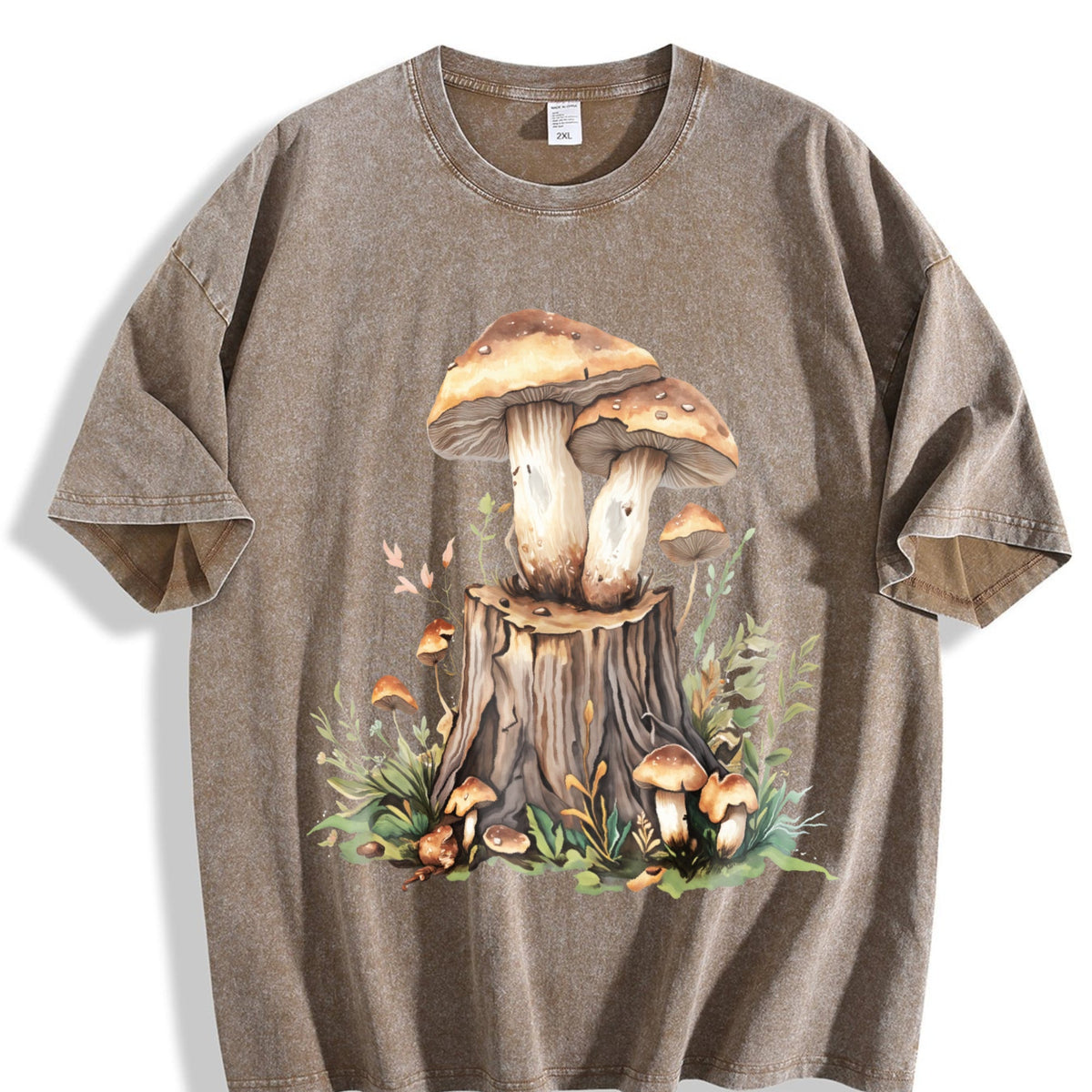 Mushroom On The Tree Stump Vintage Washed T-Shirt product image 3