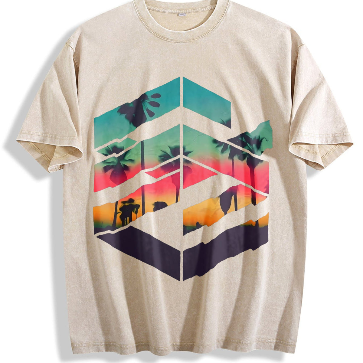 Tropical Sunset Palm Tree Vintage Washed T-Shirt product image 1