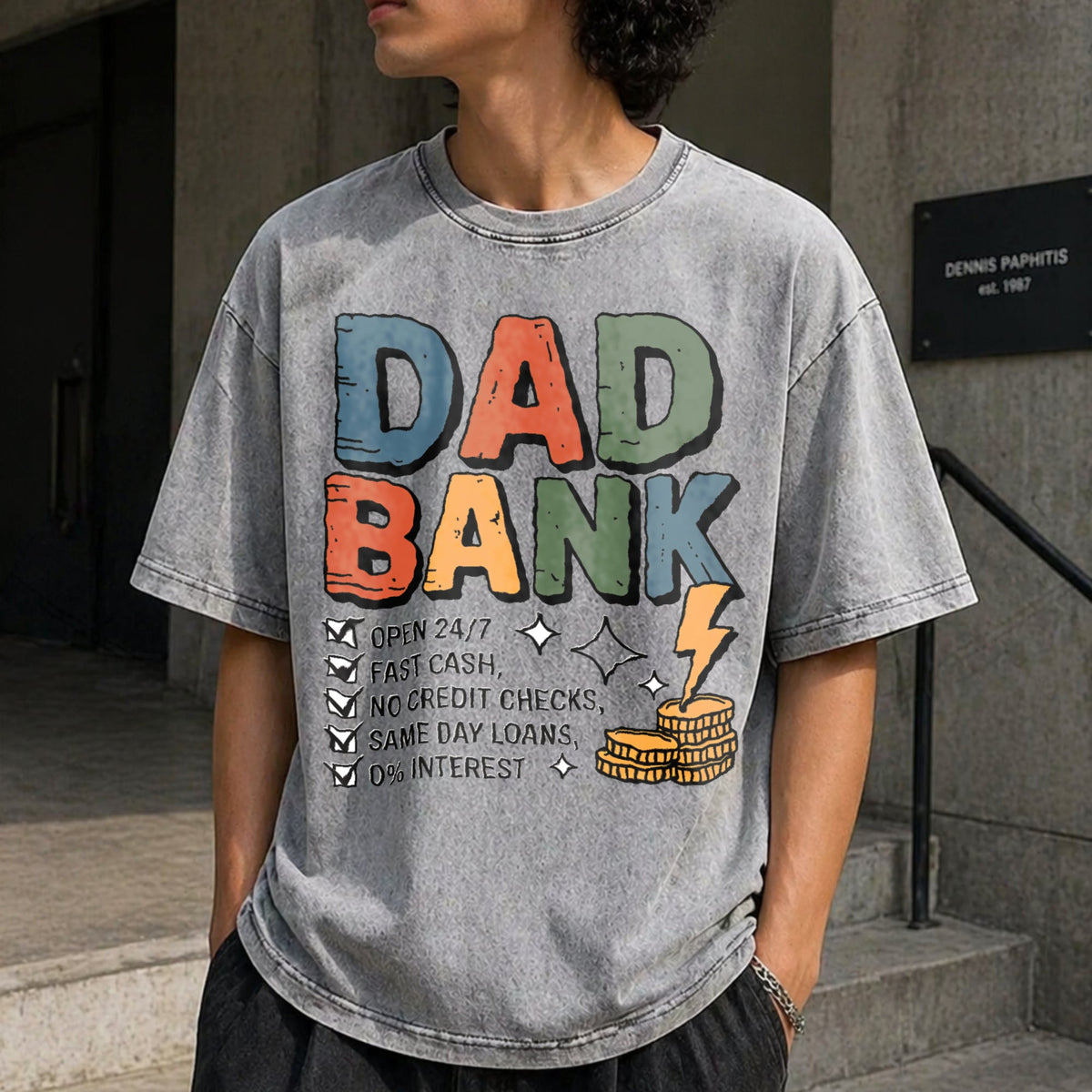 Funny Dad Vintage Washed T-Shirt product image 5