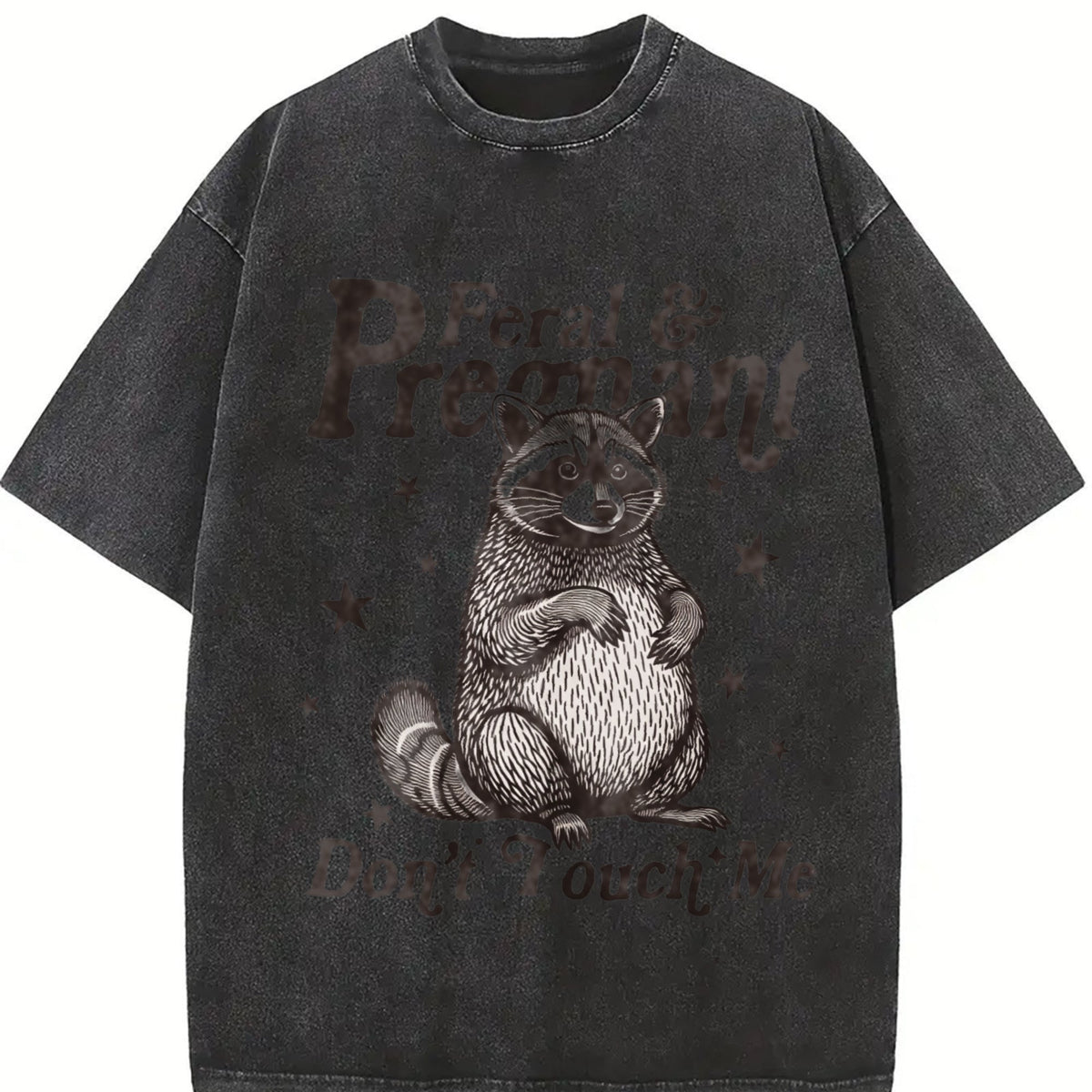Feral And Pregnant Don't Touch Me Vintage Washed T-Shirt product image 2