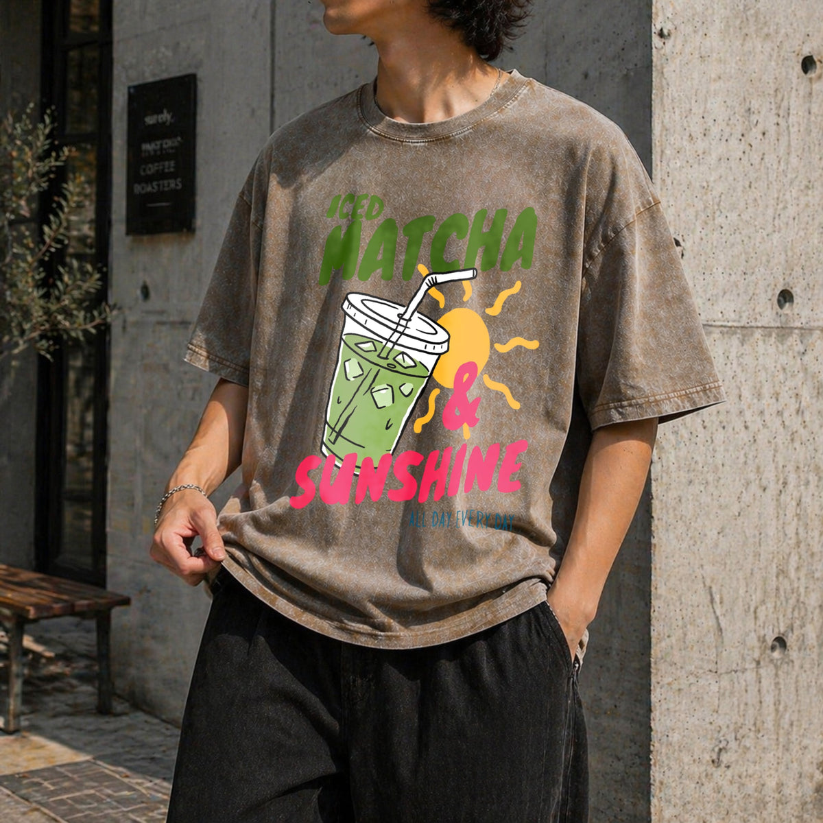Iced Matcha Sunshine Vintage Washed T-Shirt product image 3