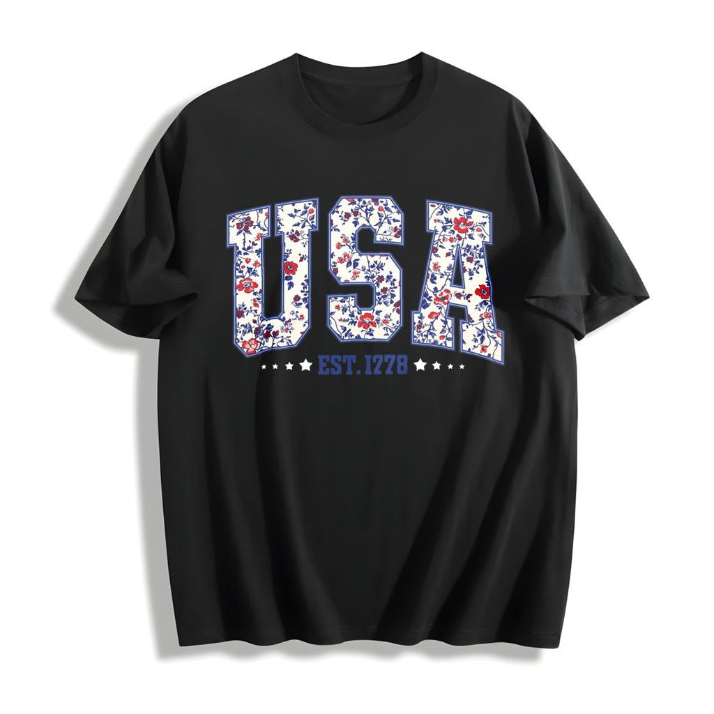 Floral USA Est 1776 Cotton T-Shirt product image 1