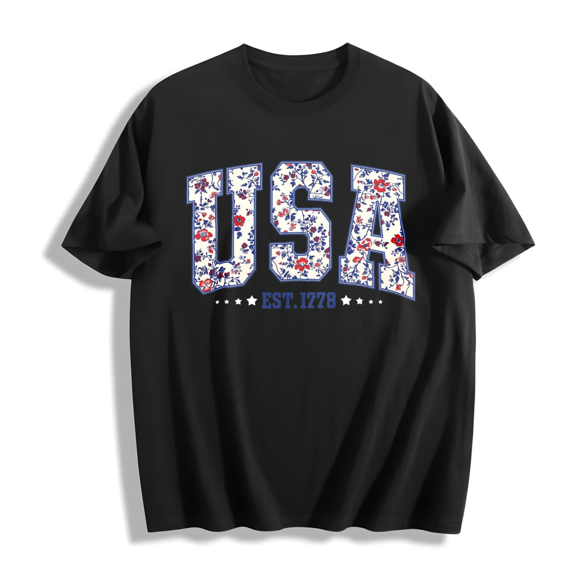 Floral USA Est 1776 Cotton T-Shirt product image 1