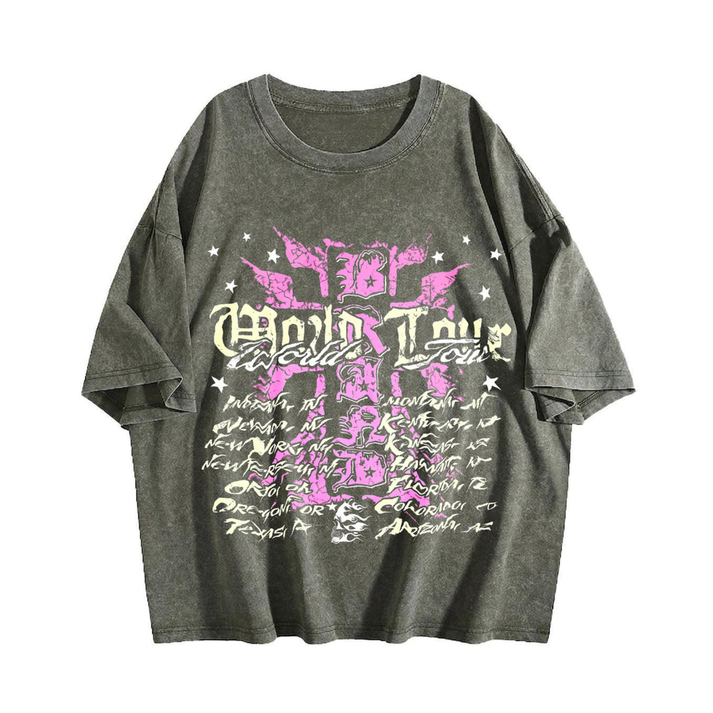 Easelby World Tour Black Grunge Vintage Washed T-Shirt product image 4