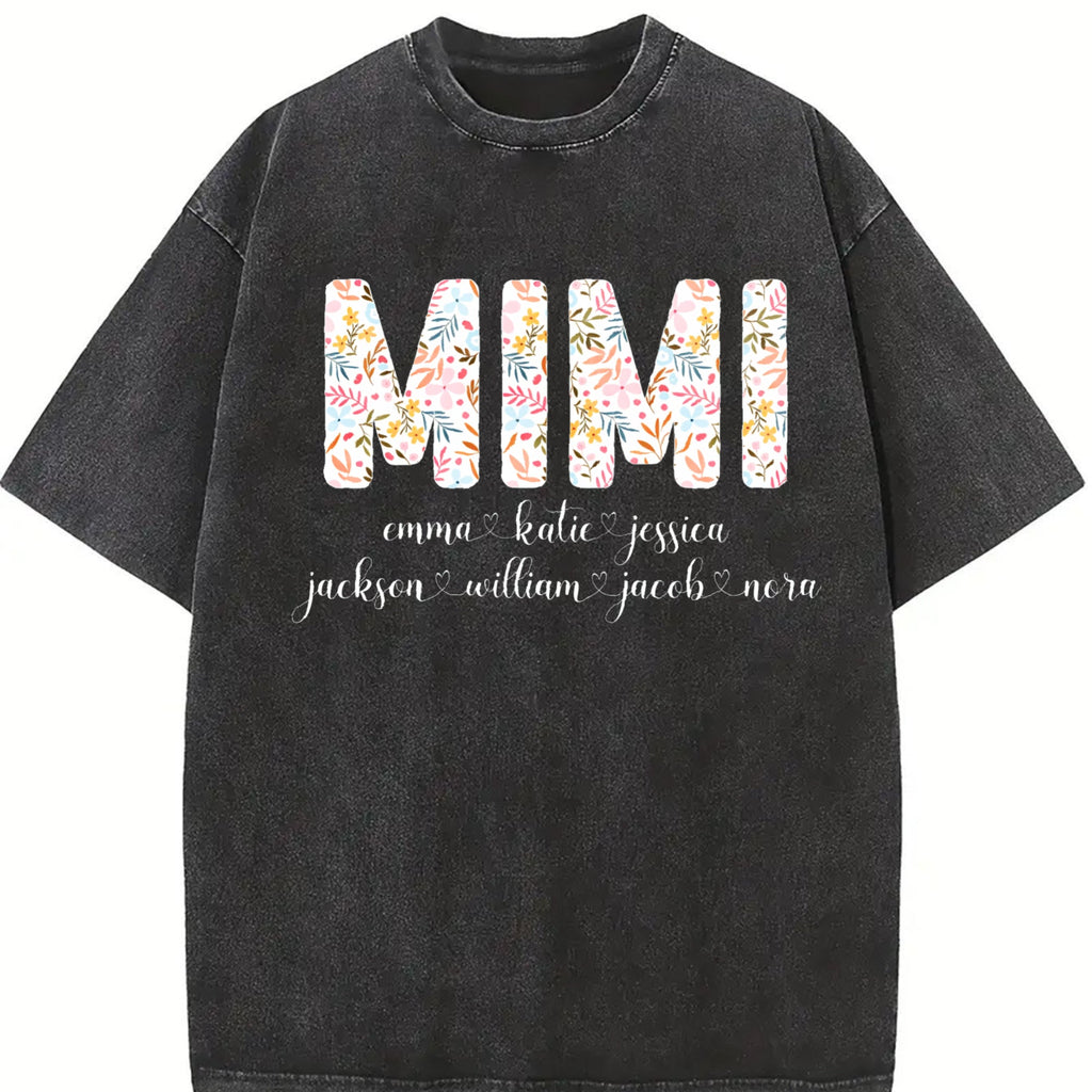 Mimi With Grandkids Names Vintage Washed T-Shirt product image 2